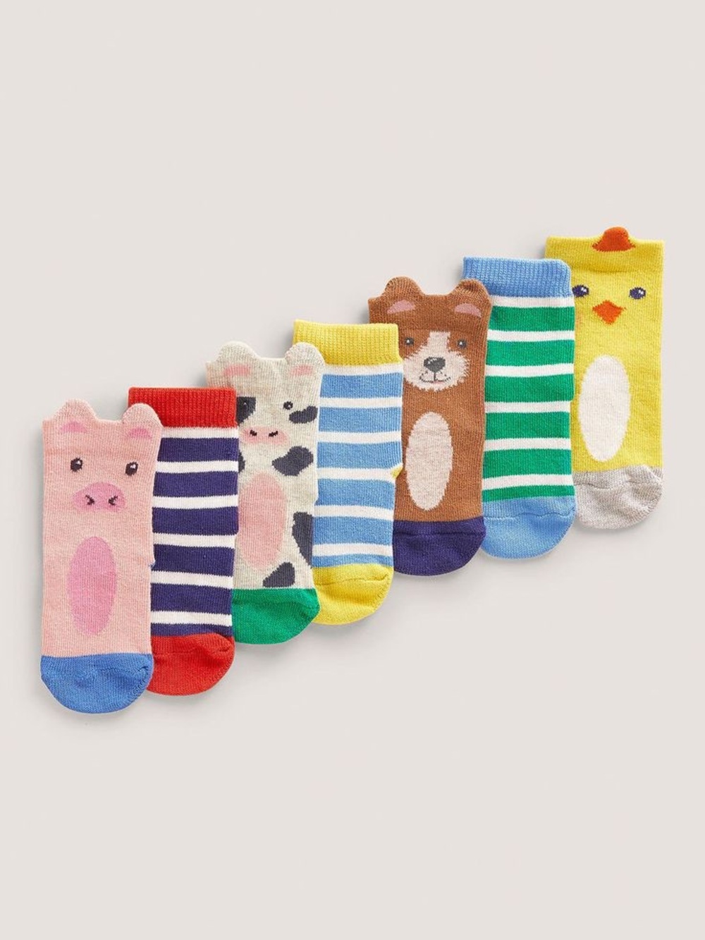 Baby Boden Farm Animals Socks Box Set of 7 pairs